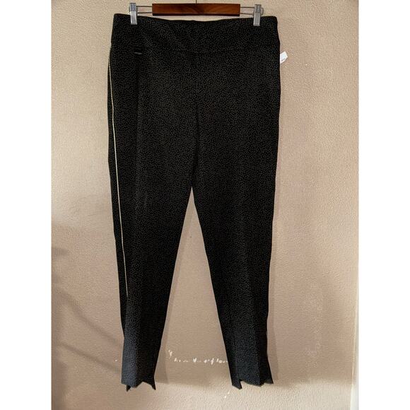 Lisette L Montreal  Preppy Black Gray Dots  Gold SIde Strip  Pants  12  NWT - Picture 2 of 10